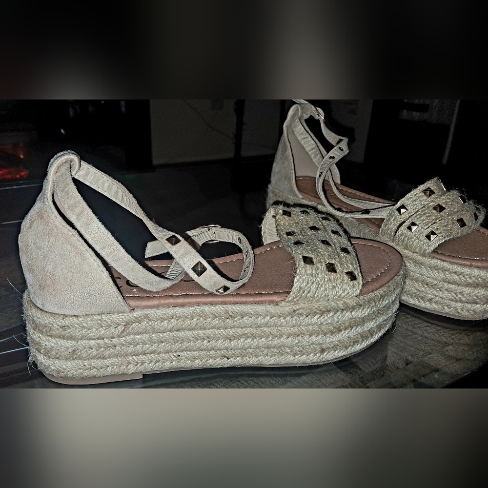CCOCCI size 8 womens Elegant Beige Platform Sandals With Ankle Strap - Picture 12 of 15